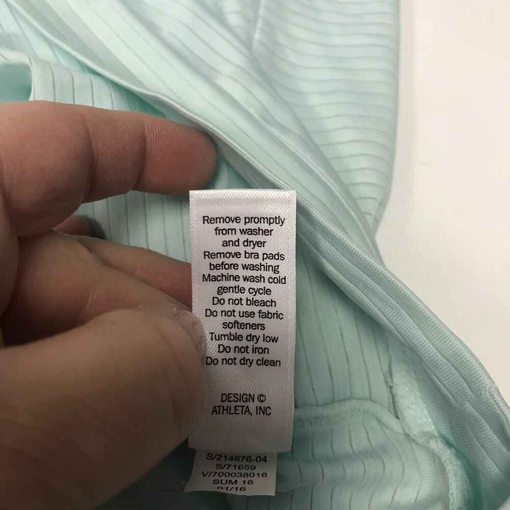 Athleta Tank Womens Medium Light Blue Attached Bra Criss Cross Sleeveless - Picture 10 of 13